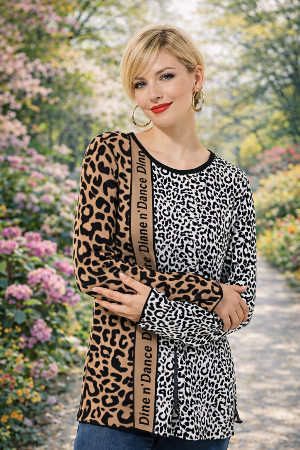 DINE 'N' DANCE Pullover, 1/1-Arm Jaquardstrick Seitenschlitze