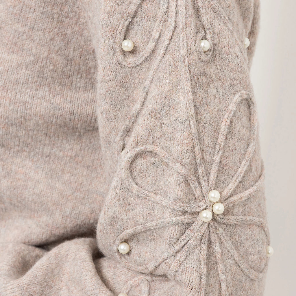 VIA MILANO Pullover, 1/1-Arm Rundhalsausschnitt Perlen