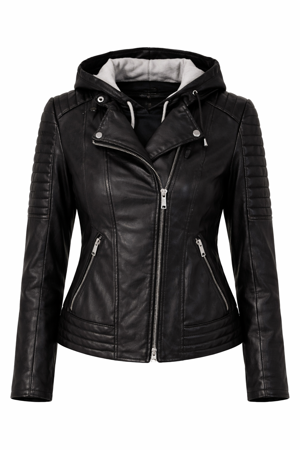 STRANDFEIN Lederjacke mit Kapuze Lammnappa