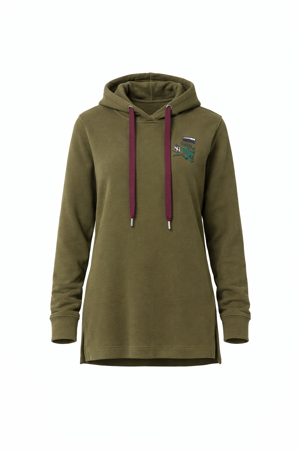 STRANDFEIN Longsweatshirt mit Kapuze seitliche Schlitze