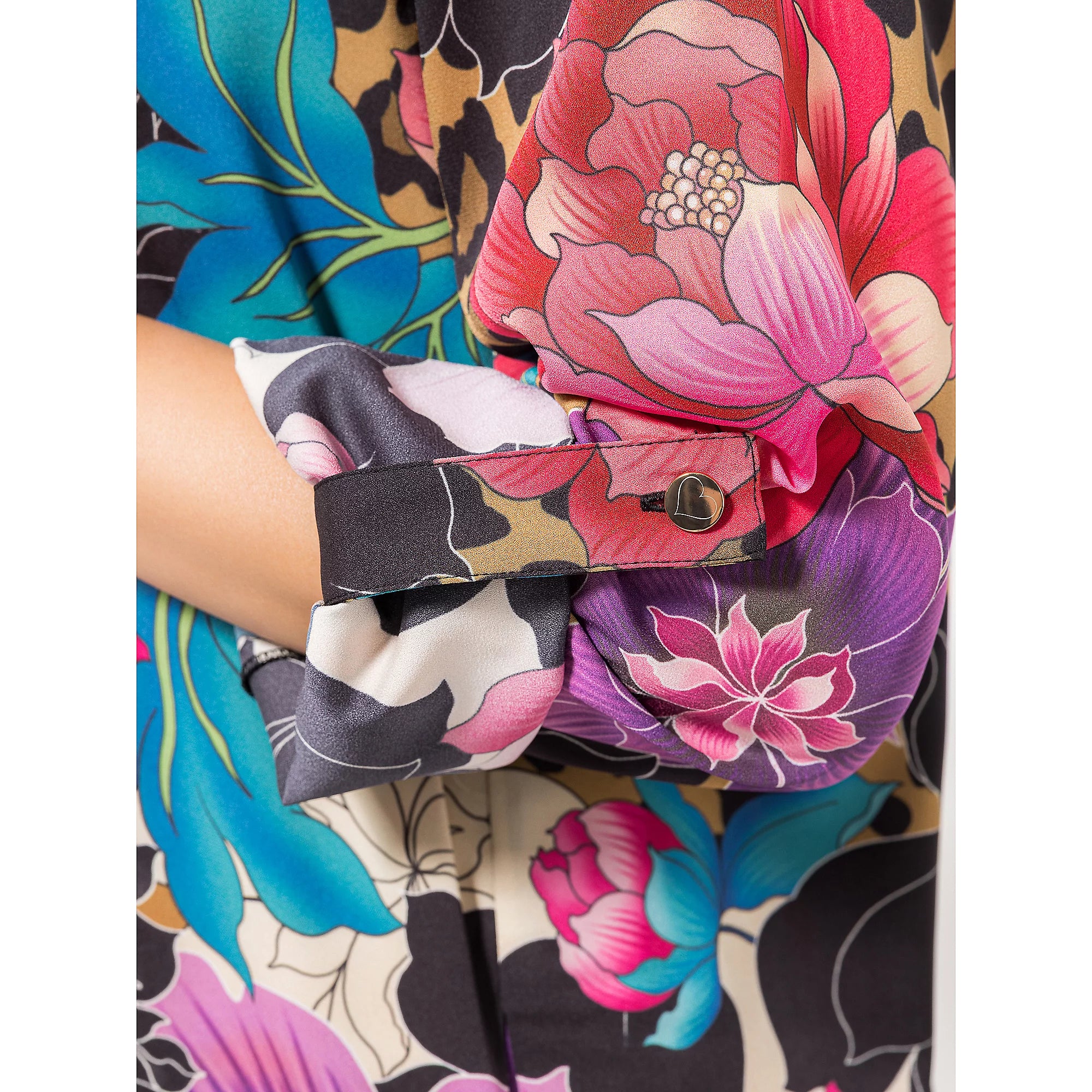 ANNI FOR FRIENDS Kleid, 1/1-Arm Serafino-Ausschnitt platzierter Druck