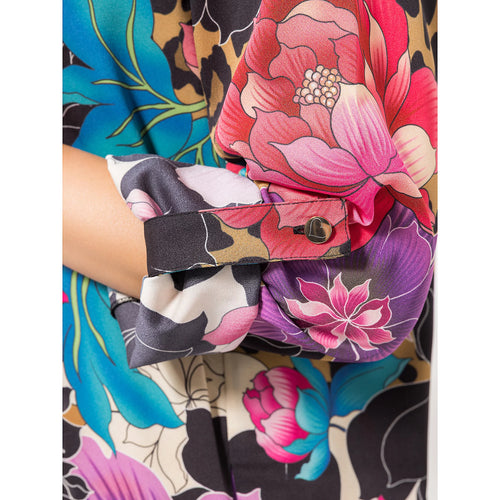 ANNI FOR FRIENDS Kleid, 1/1-Arm Serafino-Ausschnitt platzierter Druck