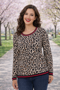 CASHMASOFT Pullover Rundhalsausschnitt Cashmeregriff Animal-Druck