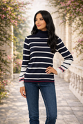 STRANDFEIN Pullover Rollkragen multicolor gestreift