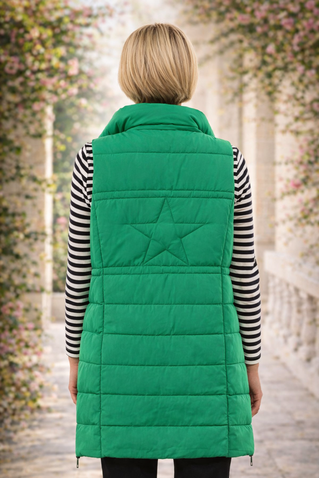 STRANDFEIN Steppweste lange Form abnehmbare Kapuze