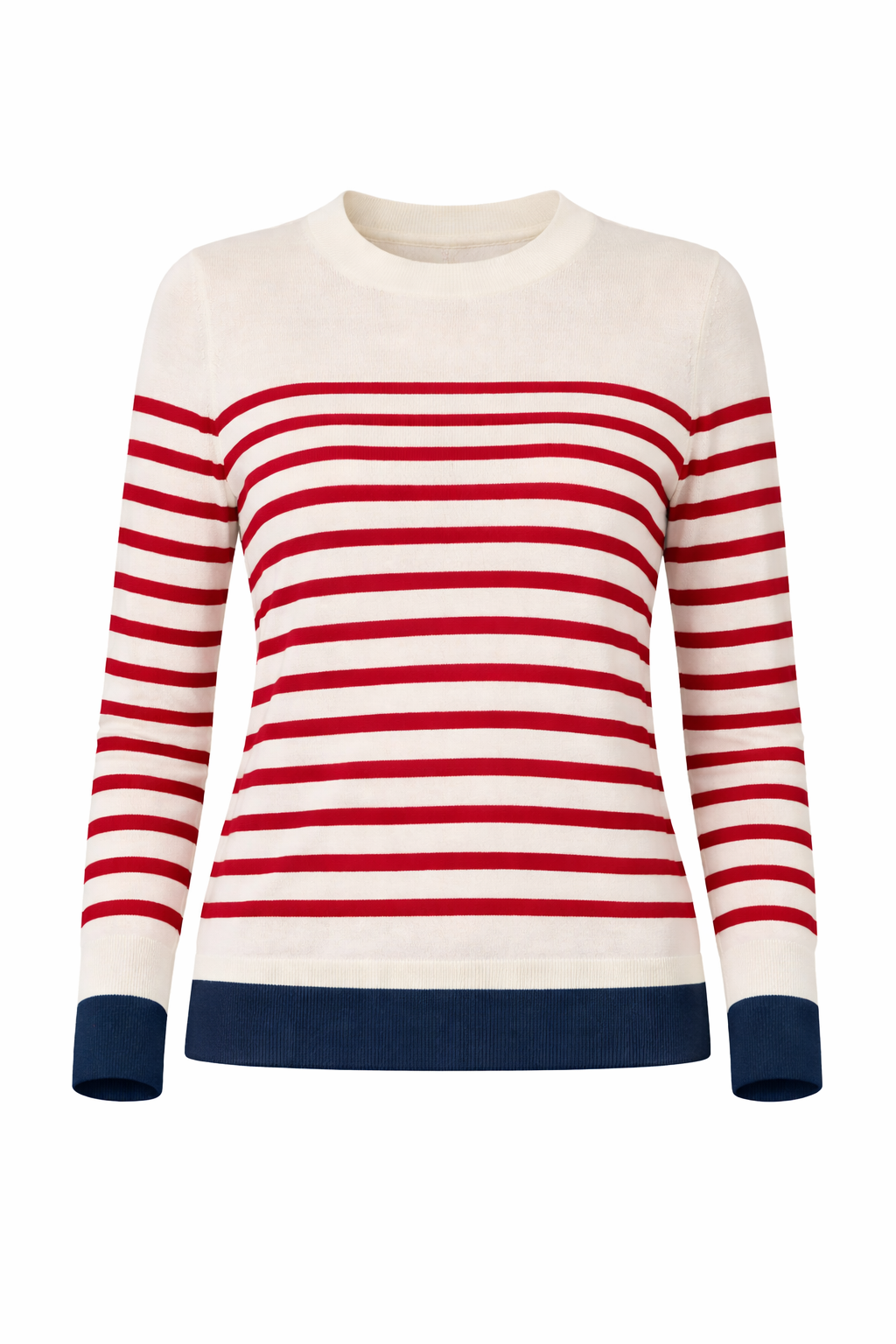 STRANDFEIN Streifenpullover Rundhalsausschnitt