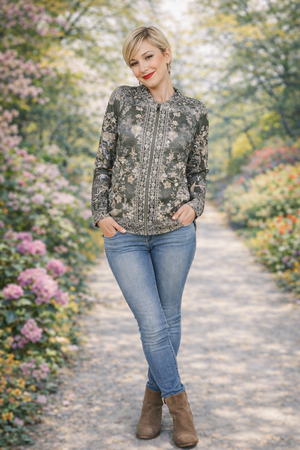 SCHIFFHAUER MUNICH Jersey Cardigan Stehkragen Strasssteinbesatz