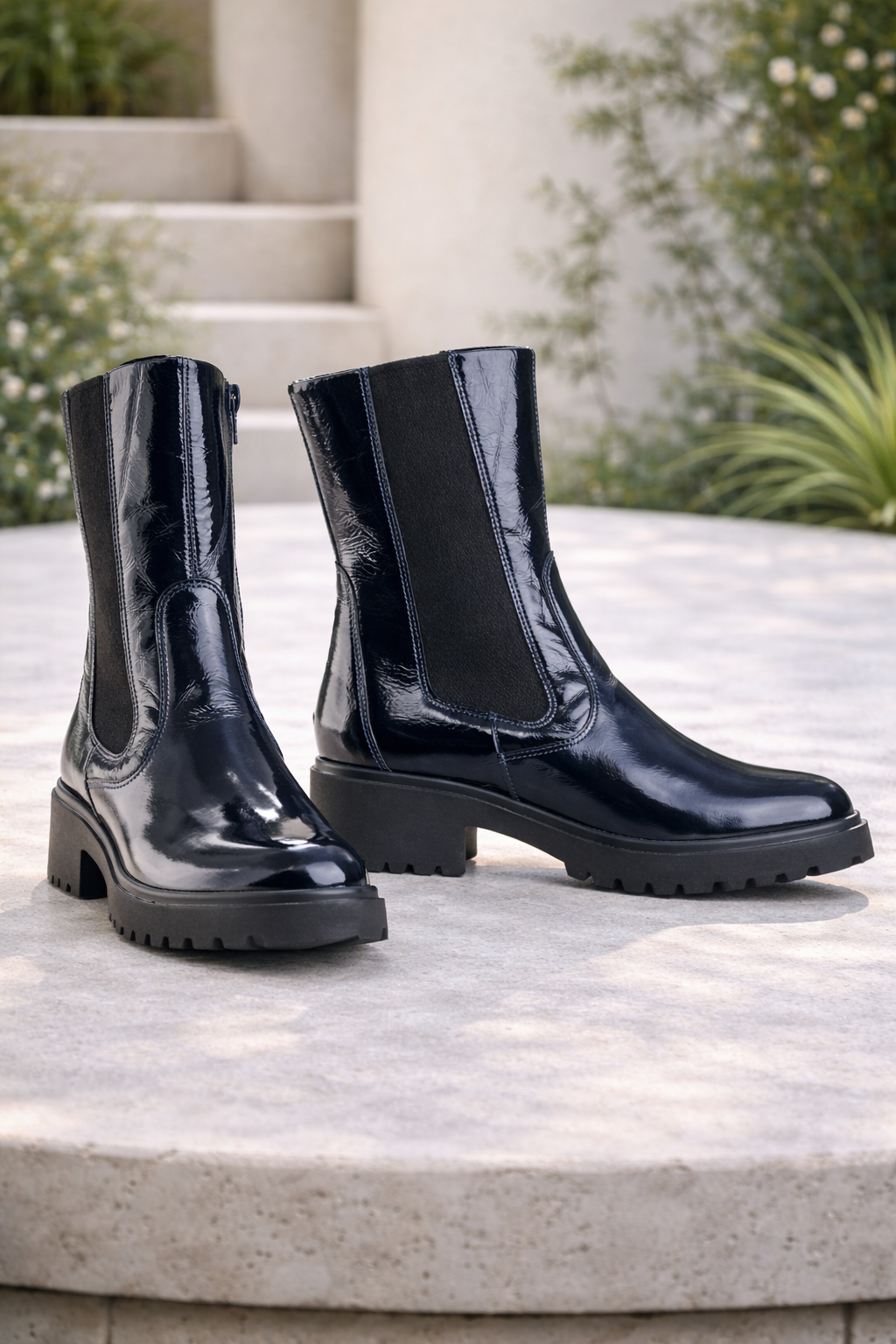 VITAFORM Damen-Stiefel Crashlackleder gefüttert