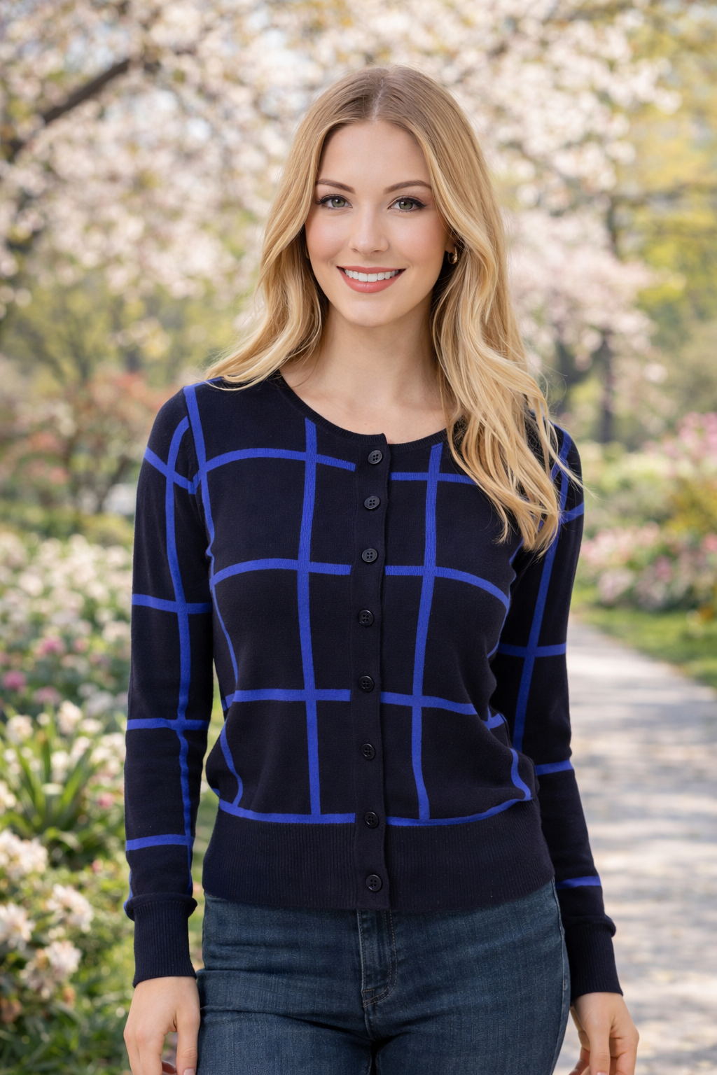 EVA LUTZ Cardigan Knopfleiste gemustert