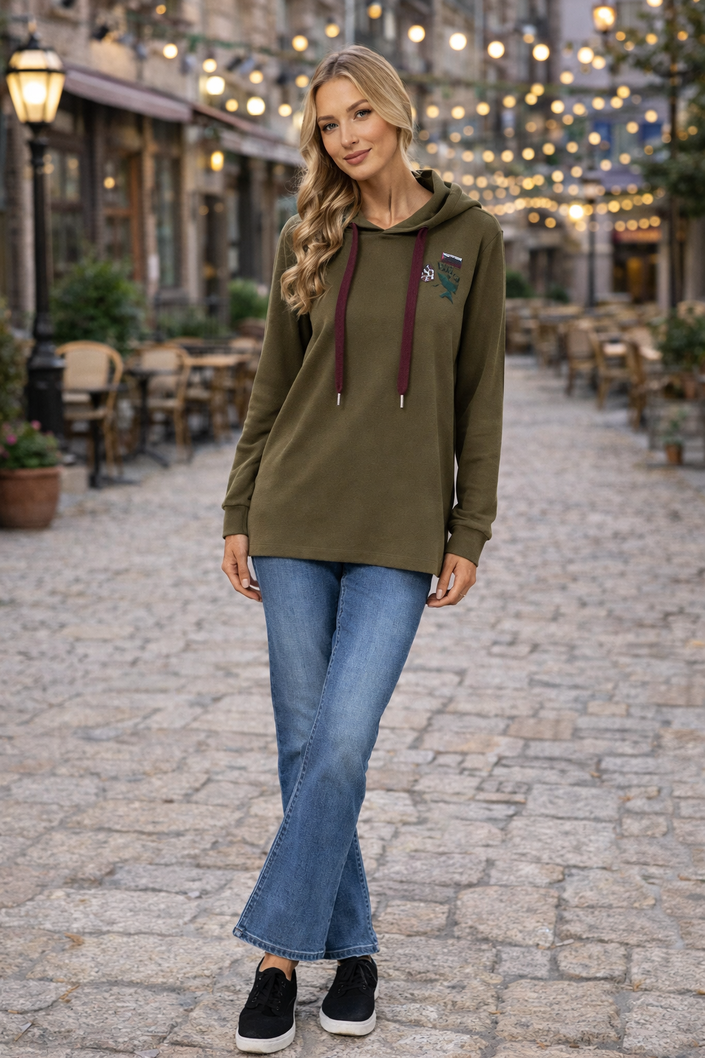 STRANDFEIN Longsweatshirt mit Kapuze seitliche Schlitze