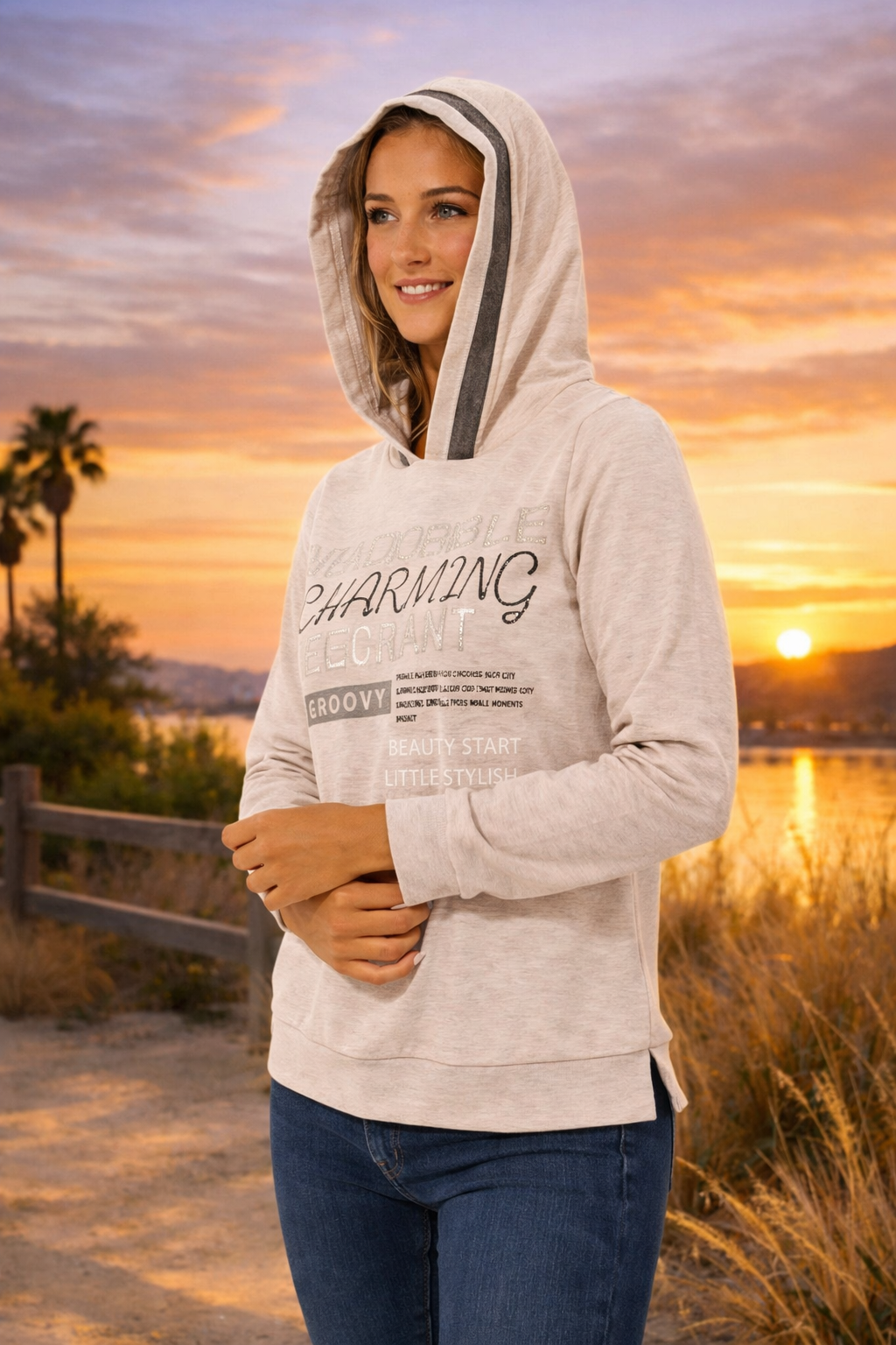 DINE 'N' DANCE Sweatshirt., 1/1-Arm Kapuze Seitenschlitze