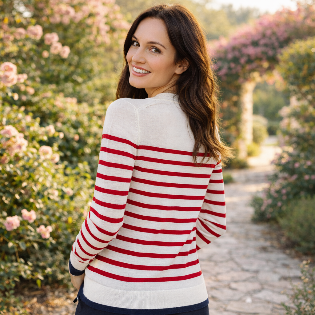 STRANDFEIN Streifenpullover Rundhalsausschnitt