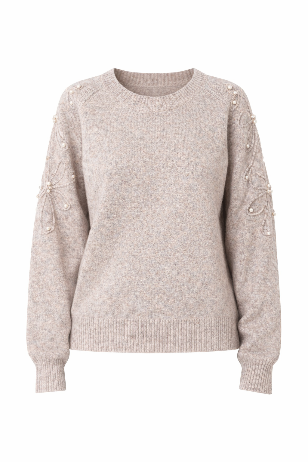 VIA MILANO Pullover, 1/1-Arm Rundhalsausschnitt Perlen