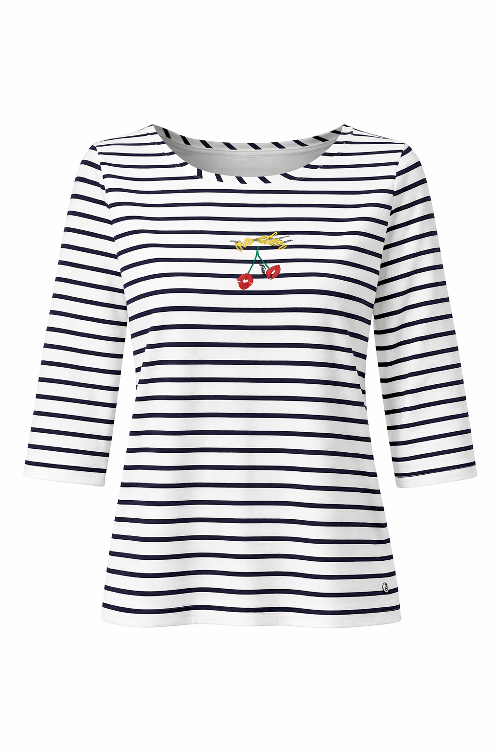 STRANDFEIN Streifenshirt,3/4-Arm Rundhalsausschnitt Motivdruck und Stickerei
