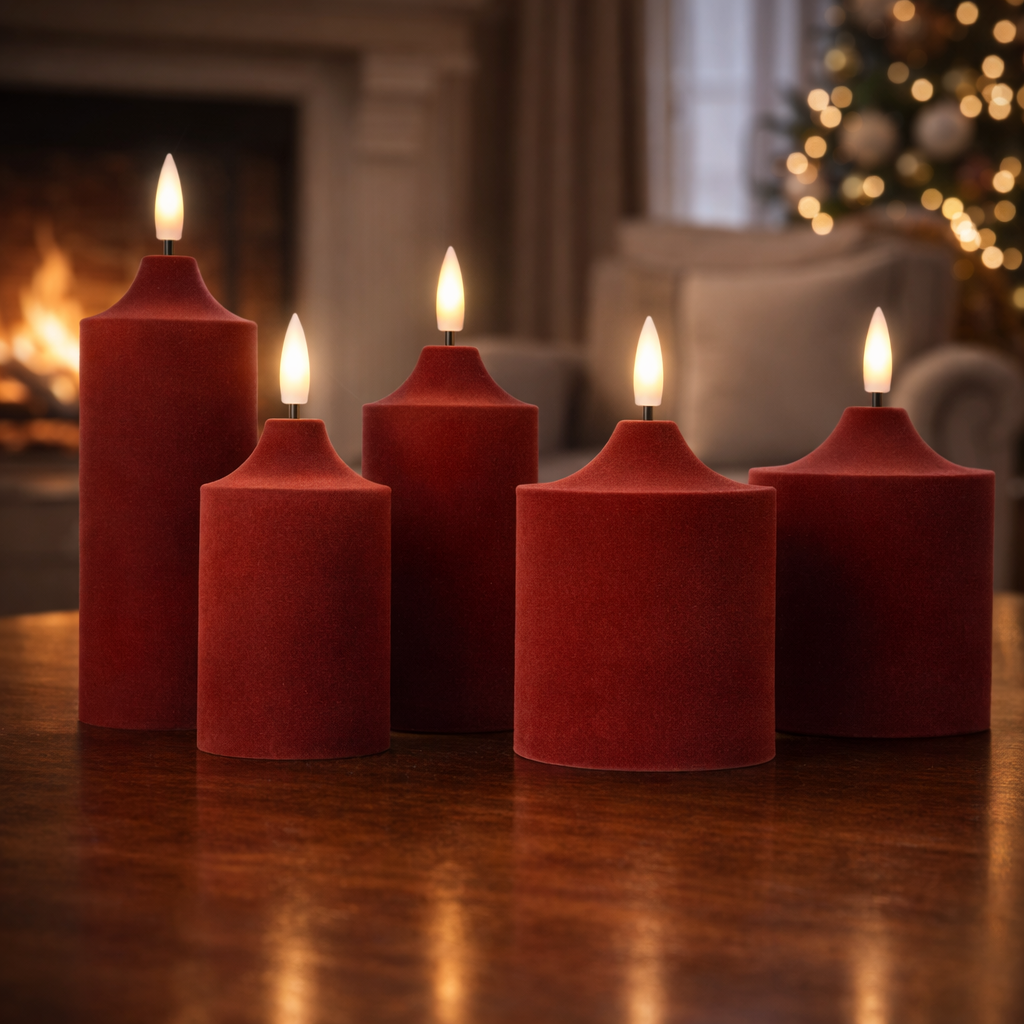 ELAMBIA 5 LED-Kerzen Samt-Oberfläche