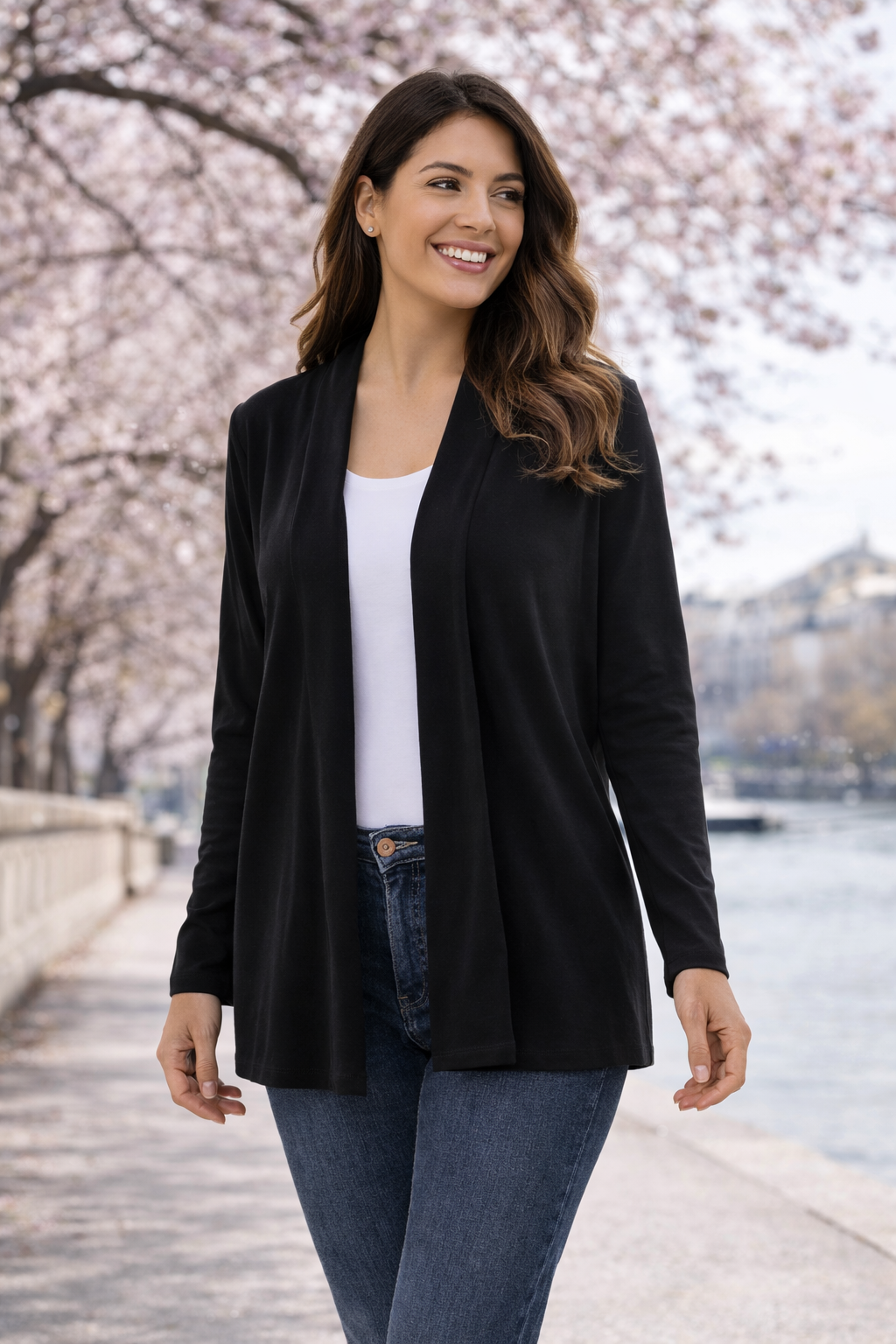 KIM & CO. Cardigan, Langarm Deluxe Brazil Knit Raffung im Rücken