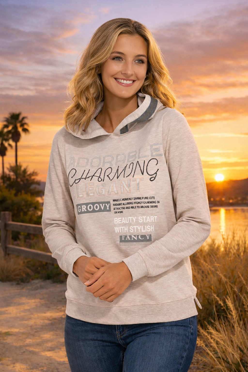 DINE 'N' DANCE Sweatshirt., 1/1-Arm Kapuze Seitenschlitze