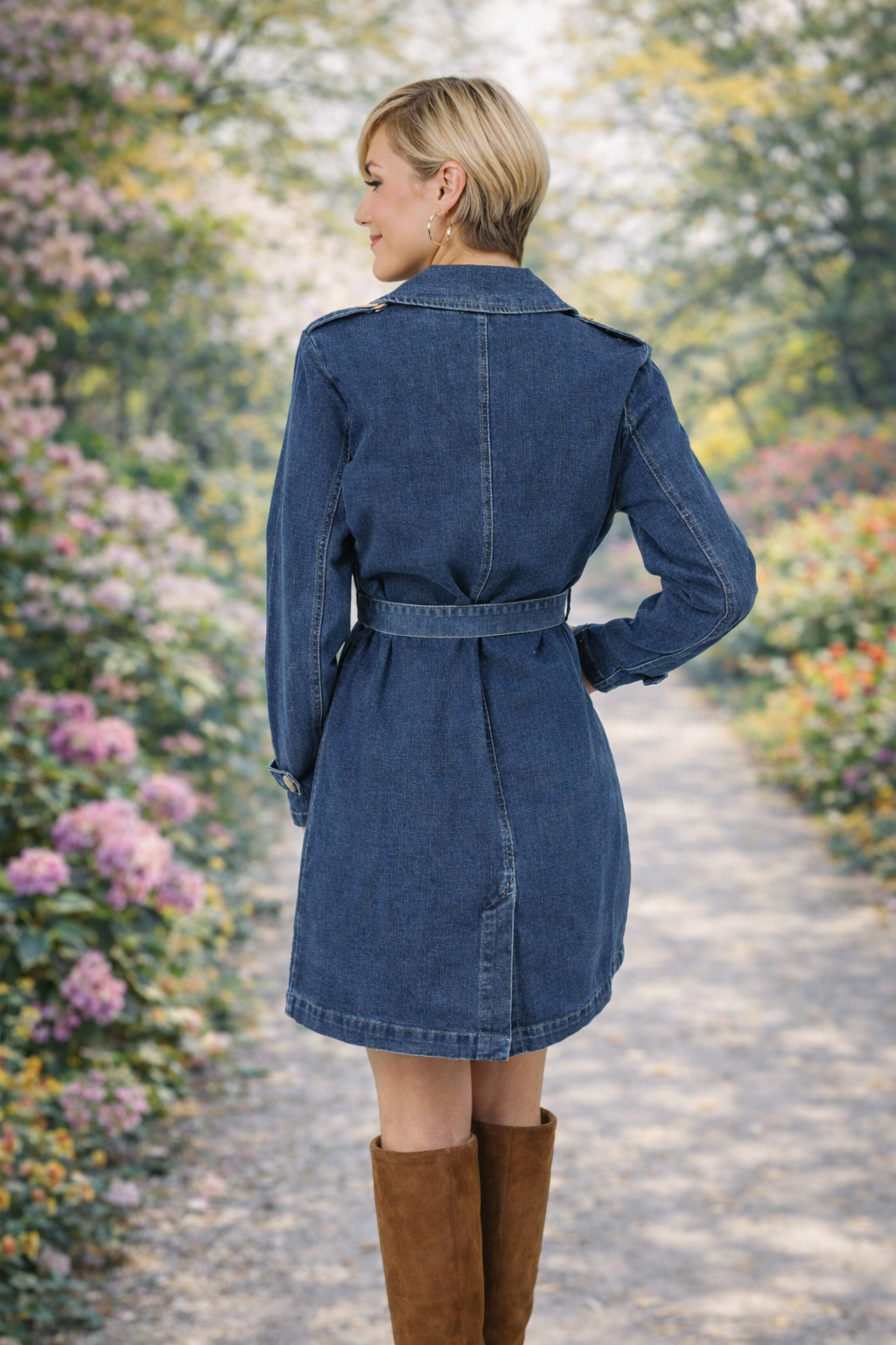 EVA LUTZ Jeansmantel mit Bindegürtel