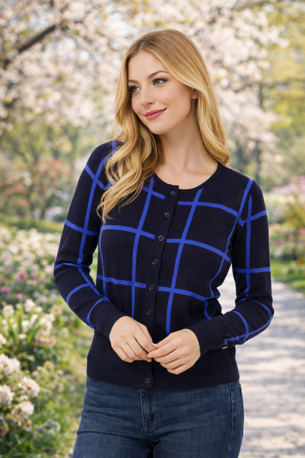 EVA LUTZ Cardigan Knopfleiste gemustert