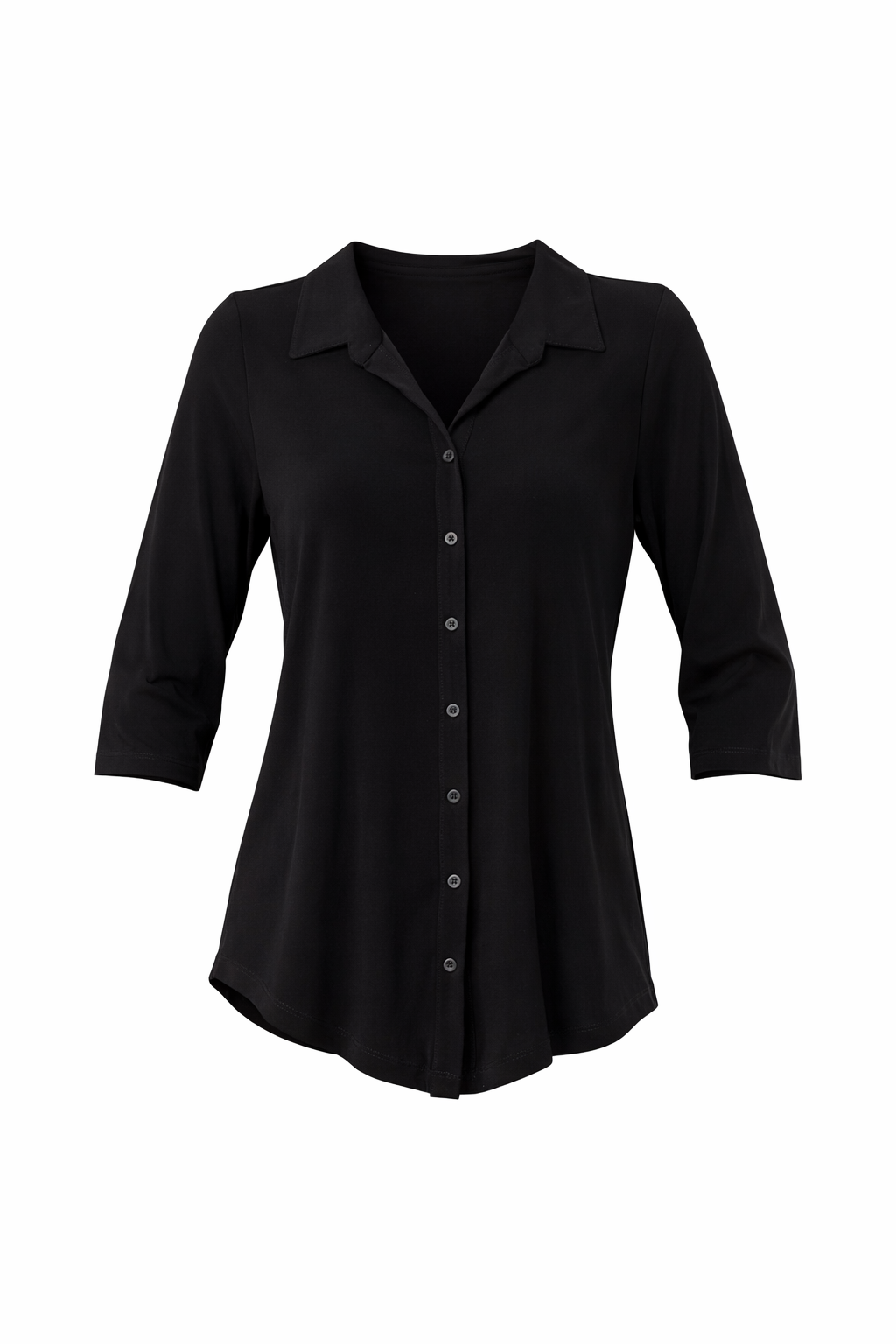 KIM & CO. Jerseybluse, 3/4-Arm Brazil Knit Jersey Knopfleiste