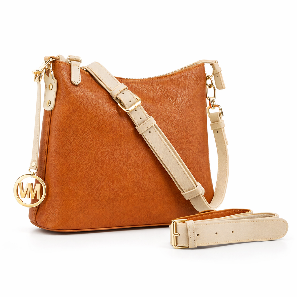 VIA MILANO Schultertasche echt Leder diverse Fächer verstellbarer Riemen