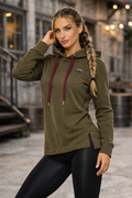 STRANDFEIN Longsweatshirt mit Kapuze seitliche Schlitze