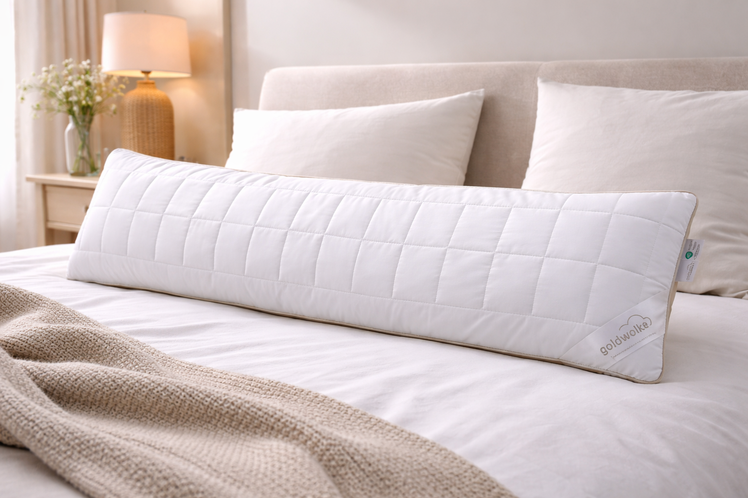 GOLDWOLKE Seitenschläferkissen f.Allergiker geeignet ca. 40x140cm