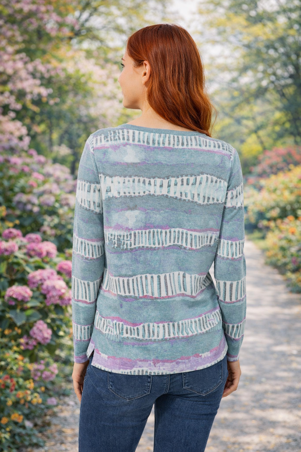 DINE 'N' DANCE Pullover, 1/1-Arm Allover-Druck