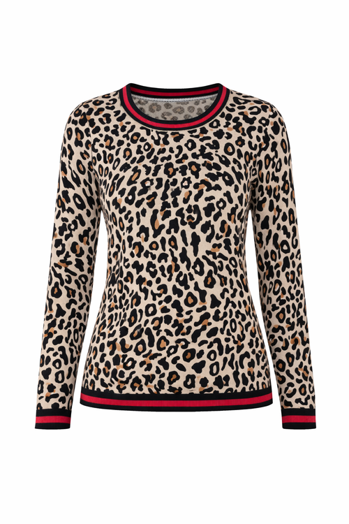 CASHMASOFT Pullover Rundhalsausschnitt Cashmeregriff Animal-Druck