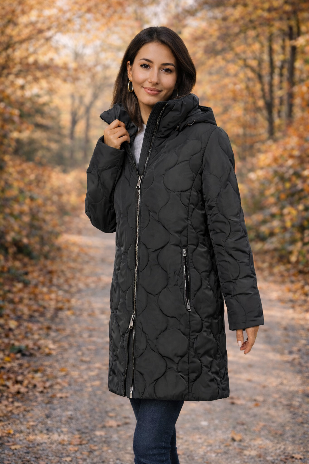 CENTIGRADE Steppmantel hoher Zierstehkragen