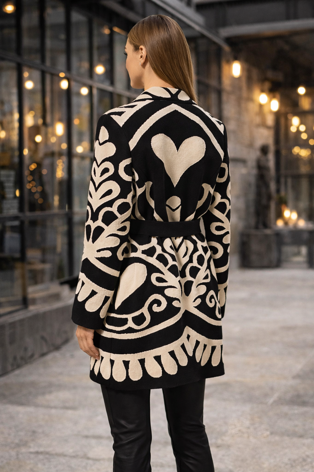 STEFFEN SCHRAUT Longcardigan Seitennahttaschen Jacquard-Strick